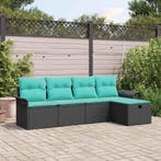vidaXL Tuin Sofa Set met kussen met opslag 5 pcs Poly riet, Verzenden, Nieuw, Rotan, 5 zitplaatsen