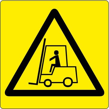 Vloerpictogram “let op: heftrucks”  -  Geel & Zwart  -  200, Verzenden