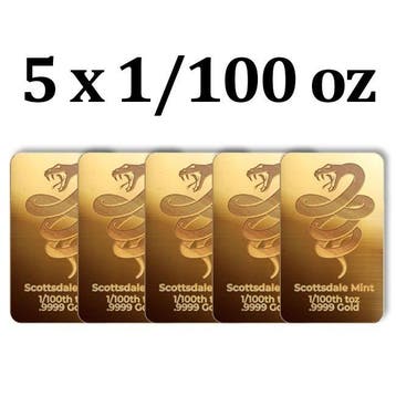 1/100 Troy Ounce - Goud .999 - 5 x 2025 1/100 oz 9999 Fine