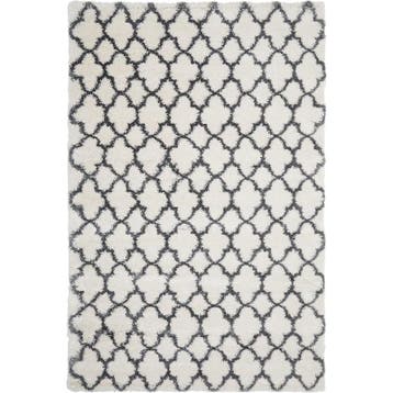 Vloerkleed hoogpolig - Cremewit met donkergrijs - 200x300, Verzenden, Nieuw