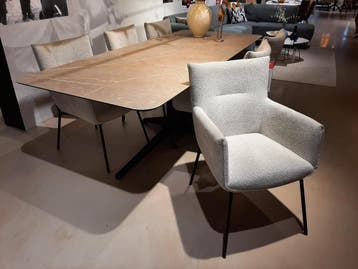 Eetkamerstoelen Dariona (set van 6) **SHOWROOMMODEL**, Huis en Inrichting, Stoelen, Nieuw, Grijs, Stof