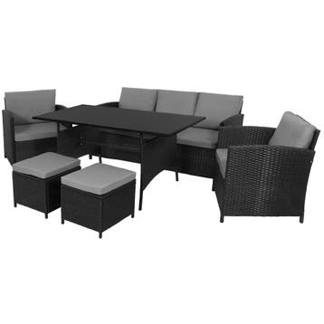 Tuinset - 6 Delig - Stoelen - Bank - Tafel - Rotan, Tuin en Terras, Ophalen of Verzenden, Nieuw