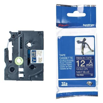 Brother TZe-RN34 tape goud op marineblauw 12 mm (origineel), Computers en Software, Printerbenodigdheden, Verzenden, Nieuw, Printertape