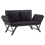 vidaXL Tuinbank met kussens 176 cm poly rattan zwart, Verzenden, Nieuw
