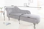 Chesterfield chaise longue 170cm antiekgrijs met, Ophalen of Verzenden, Nieuw