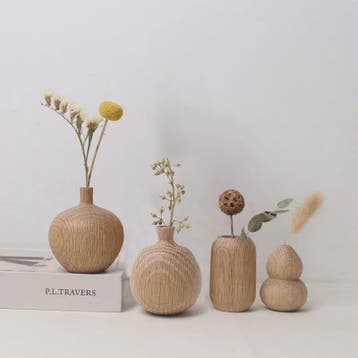 Houten Vaas Japandi Stijl - Decoratieve Vaas voor Bloemen &, Verzenden, Nieuw in verpakking