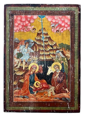 Icoon - Geboorte van Christus - Hout - Met de hand