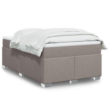 vidaXL Boxspring met matras stof taupe 120x190 cm, Verzenden, Nieuw, 190 cm of minder, Twijfelaar