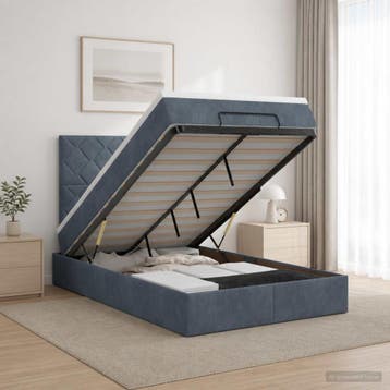 vidaXL Ottoman bed met matras Donkergrijs 120 x 190 cm, Verzenden, Nieuw, Twijfelaar, Stof
