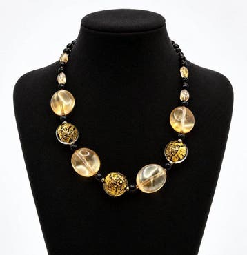 24 karaat - Staal, Murano-glas, Geel goud - Halsketting -