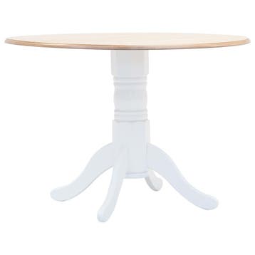 vidaXL Eettafel 106 cm massief rubberwood wit en bruin, Verzenden, Nieuw