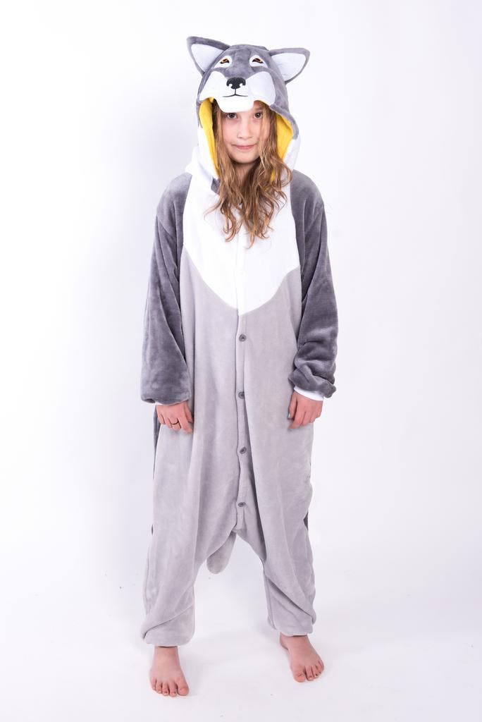 Onesie Grijze Wolf Pakje 74-80 Wolvenpak Kostuum Grijs Husky, Kinderen en Baby's, Carnavalskleding en Verkleedspullen, Nieuw, 104 of kleiner