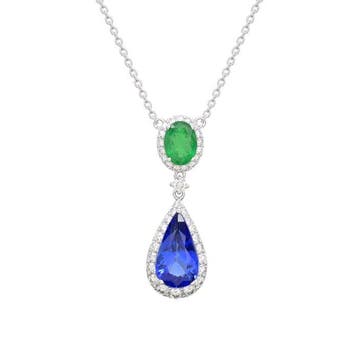 Halsketting - 14 karaat Witgoud - 5.41ct. tw. Smaragd -, Nieuw