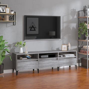 vidaXL Tv-meubel 150x30x44,5 cm bewerkt hout grijs sonoma, Minder dan 50 cm, Verzenden, Nieuw, Minder dan 100 cm