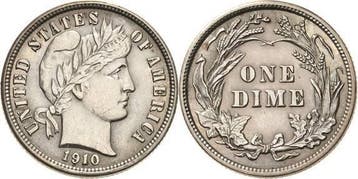 Dime (10 Cent) 1910, Vereinigte Staaten von Amerika, Postzegels en Munten, Munten | Amerika, Verzenden