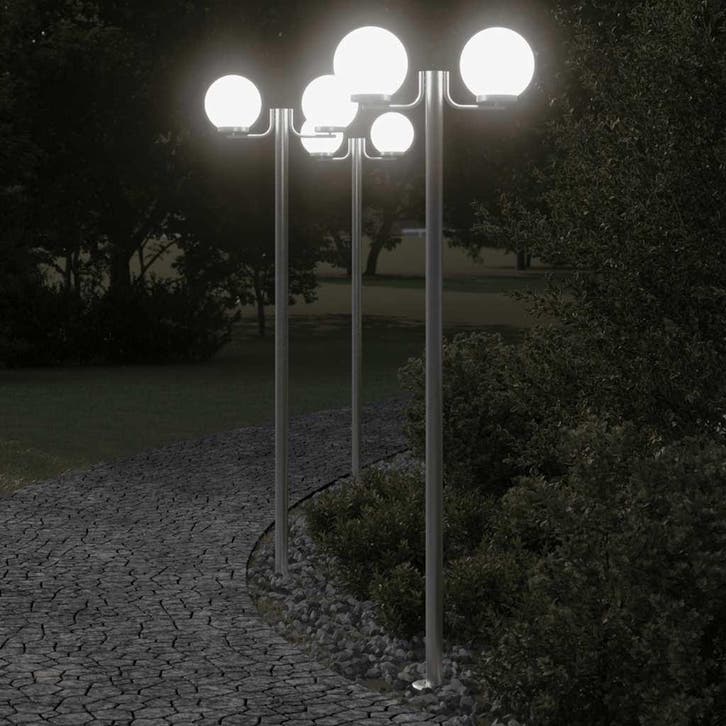 vidaXL Buitenvloerlampen 3 st 215 cm roestvrij staal, Tuin en Terras, Buitenverlichting, Vloerlamp, Nieuw, Rvs, Verzenden