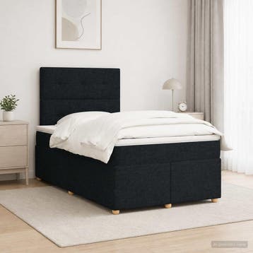vidaXL Boxspringbed met matras met hoofdeinde Zwart 120 x, Verzenden, Nieuw, Twijfelaar, Zwart