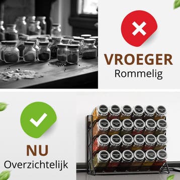 SV Living Kruidenrek - Met 28 glazen kruidenpotjes en, Ophalen of Verzenden, Nieuw