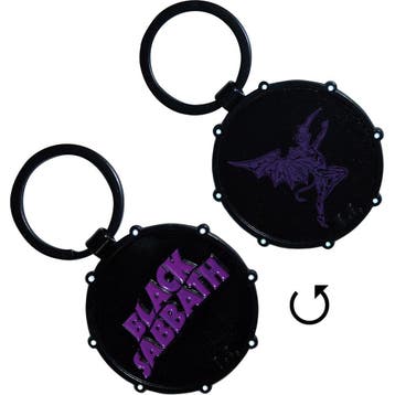 Black Sabbath - Wavy Logo & Daemon Drum - Sleutelhanger, Ophalen of Verzenden, Nieuw, Gebruiksvoorwerp