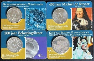 Nederland. 5 Euro / 10 Euro 2004/2007 (4 stuks) (Zonder