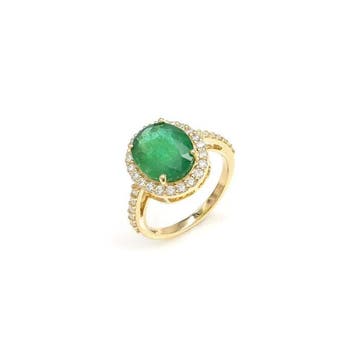 Verlovingsring - 14 karaat Geel goud - 4.40ct. tw. Smaragd -, Sieraden, Tassen en Uiterlijk, Antieke sieraden