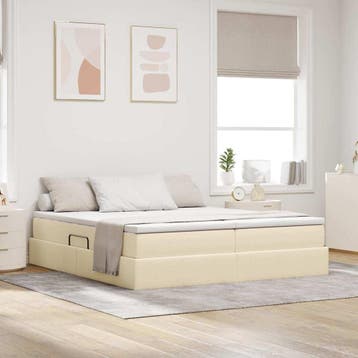 vidaXL Opbergbed met matras met matras Crème 200 x 200 cm, Verzenden, Nieuw, Tweepersoons, Crème