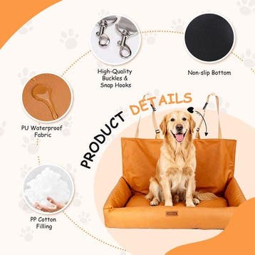 Hondenmand auto - Autostoel hond - 92x52x47 - Oranje - Noble, Verzenden, Zo goed als nieuw
