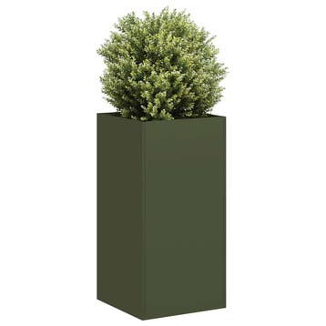 vidaXL Plantenbak 40x40x80 cm koudgewalst staal olijfgroen, Verzenden, Nieuw, Metaal
