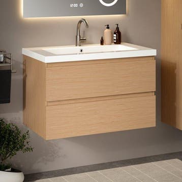 2dekans | Mirlux Badkamermeubel Licht Eiken 80 cm - Wastafel, Ophalen of Verzenden, Zo goed als nieuw