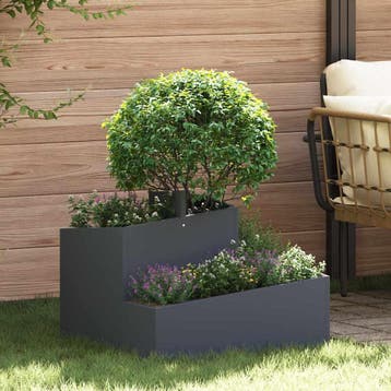 vidaXL Tuin Bloempot Antraciet 60 x 60 x 50 cm Koudgewalst, Tuin en Terras, Bloembakken en Plantenbakken, Verzenden, Nieuw, Metaal