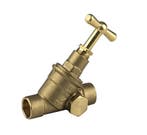 Koper soldeer messing stopkraan + aft.gel. 2*cap-22 mm, Verzenden, Nieuw
