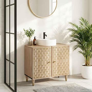 vidaXL Wastafelkast 62x33x58 cm massief mangohout, Verzenden, Nieuw