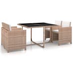 vidaXL 5-delige Tuinset met kussens poly rattan beige, Verzenden, Nieuw, 5 zitplaatsen, Tuinset