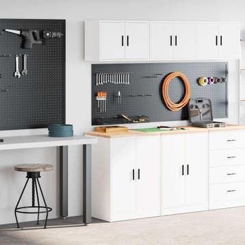 vidaXL Garagekasten 2 st spaanplaat wit, Verzenden, Nieuw