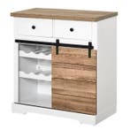 Keukenkast met Schuifdeur en Flessenrek– Wit Dressoir 80×39×, Verzenden, Nieuw