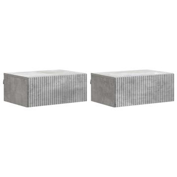 vidaXL Wandbeugel Bedkast met lade 2 pcs Betongrijs 49 x, Minder dan 45 cm, Verzenden, Nieuw, Minder dan 55 cm