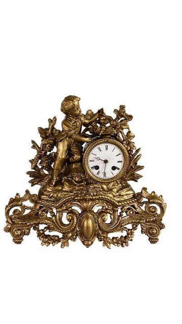 Figurale pendule - Zinklegering, Messing - 1850-1900, Antiek en Kunst, Antiek | Klokken