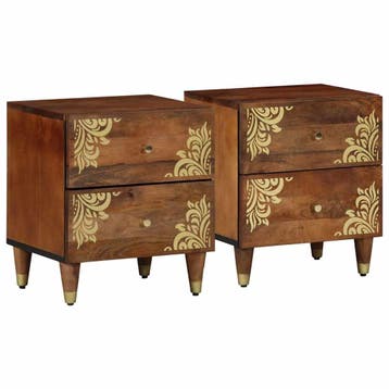 vidaXL Nachtkastje 2 st Honingbruin 40 x 33 x 46 cm Massief, Huis en Inrichting, Minder dan 45 cm, Verzenden, Nieuw, Minder dan 55 cm