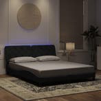 vidaXL Bedframe met LED zonder matras fluweel zwart 160x200, Verzenden, Zwart, 200 cm, Stof
