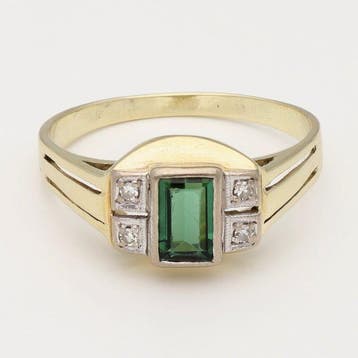 Ring - 14 karaat Geel goud, Witgoud - Diamant, Nieuw
