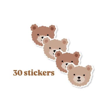 30x Sticker Little Bears - beren - Sluitsticker (Stickers), Ophalen of Verzenden, Nieuw, Meerdere stickers