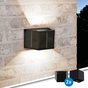 Solar wandlamp Ebbe | Warm wit | Voordeelset van 2 stuks, Tuin en Terras, Zonne-energie, Kunststof, Verzenden, Minder dan 50 watt