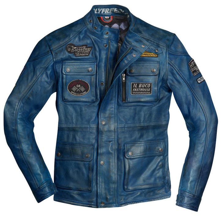 HolyFreedom Quattro Evolution Blauw Leren Motorjas, Motoren, Kleding | Motorkleding, Heren, Nieuw met kaartje, Jas | leer, Verzenden