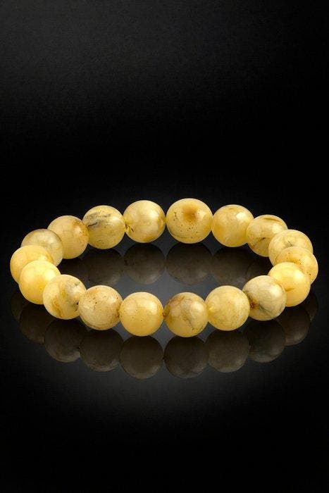 Barnsteen - Baltic Amber Bracelet – Round Cream Beads with, Antiek en Kunst, Curiosa en Brocante