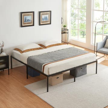 Metalen bed tweepersoonsbed Vårdö met bedbodem 160x200 cm zw, Verzenden, Nieuw