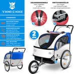 Fietskar Blauw | Verstelbare Duwstang | OP=OP, Vering, Nieuw, Ophalen of Verzenden, Kinderkar