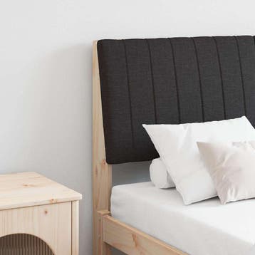 vidaXL Gestoffeerd hoofdbord Zwart 135 cm Massief grenenhout, Verzenden, Nieuw, Bruin, Hout