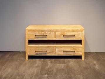 Badkamermeubel teak 160x45x85cm - White wash, 150 tot 200 cm, Nieuw, Ophalen of Verzenden, Minder dan 100 cm