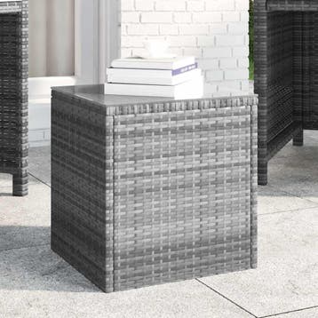 vidaXL Bijzettafel 40x37x40,5 cm poly rattan en gehard glas, Huis en Inrichting, Tafels | Bijzettafels, Verzenden, Nieuw