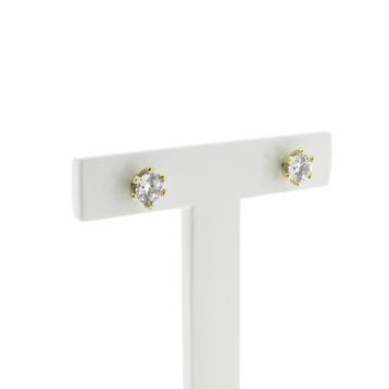 Gouden oorstekers met zirconia (Oorbellen), Gebruikt, Ophalen of Verzenden, Met edelsteen, Goud